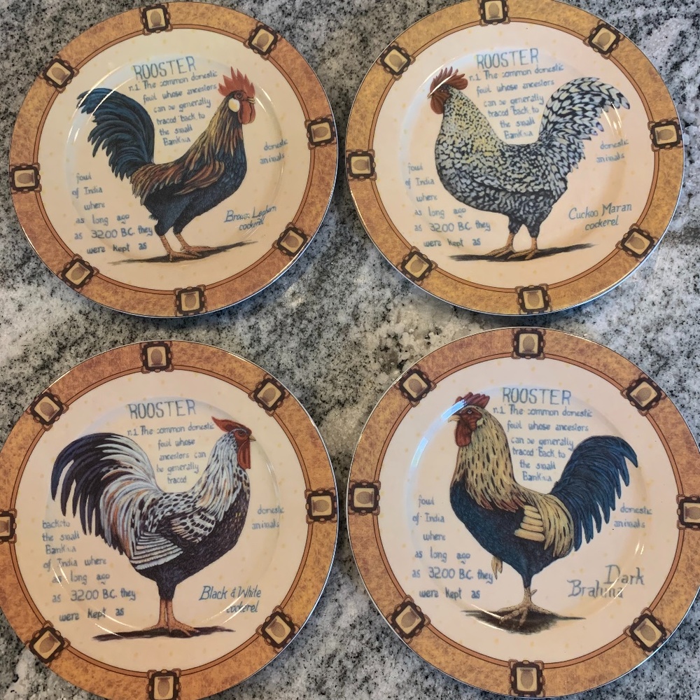 Email de Limoges 1855 rooster plates